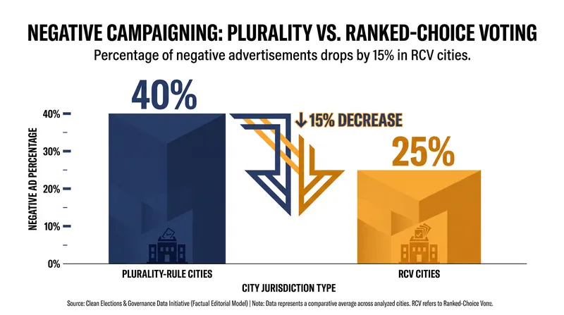 Data shows a measurable decrease in negative campaigning under RCV systems.