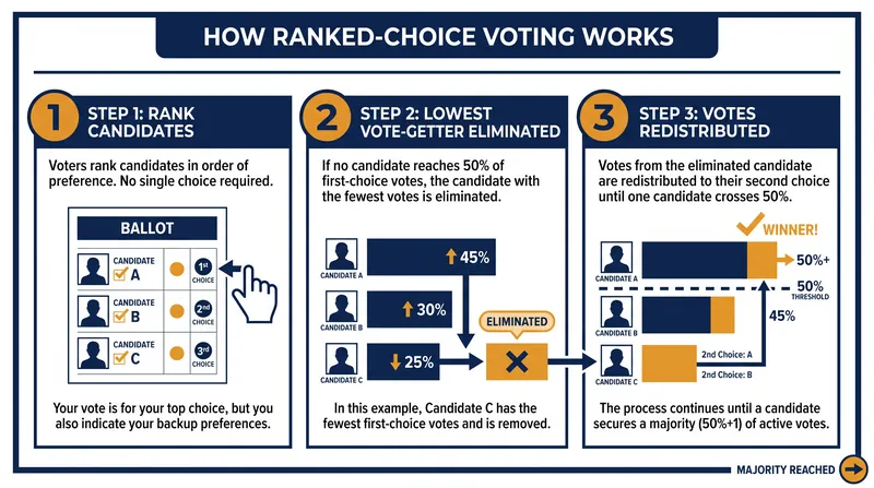 The mechanics of an instant-runoff election.