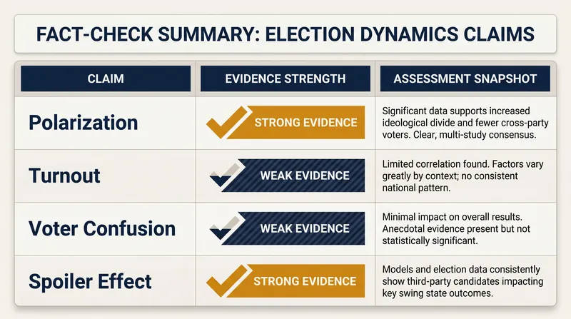 Summary of evidence strength for the most common claims about RCV.