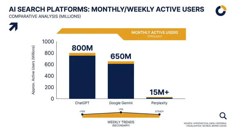 While Perplexity dominates deep research, ChatGPT and Google maintain massive scale advantages.