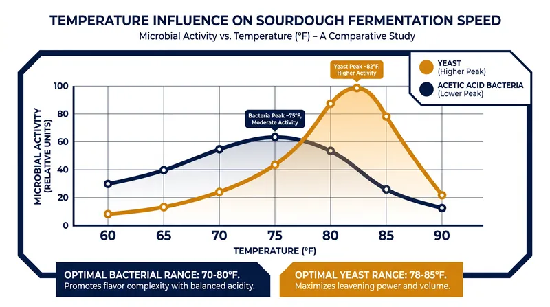 Temperature dictates the balance of power between yeast activity and acid production.