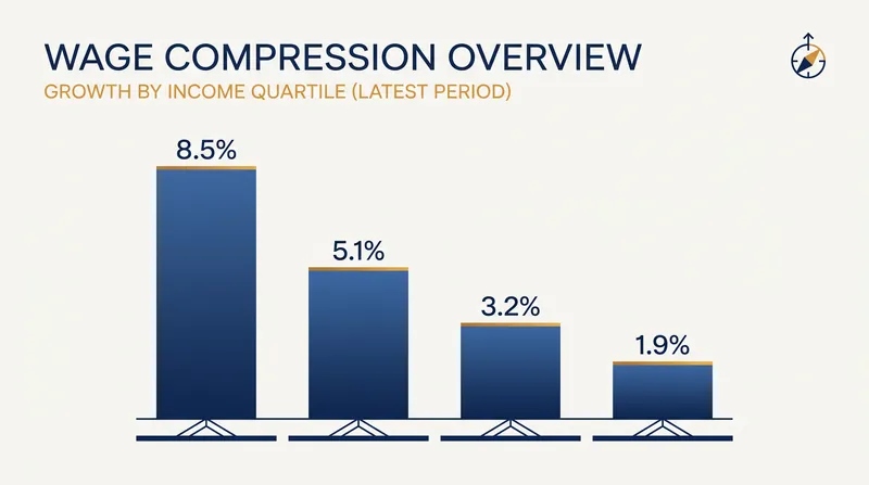 Wage compression: The lowest-income earners have experienced the largest percentage gains in pay.