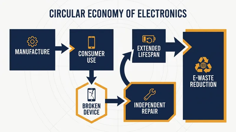 Repairing devices keeps highly engineered components intact, which is vastly more energy-efficient than recycling.