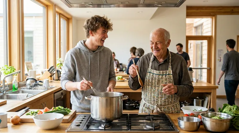 Homesharing programs match students with older adults, exchanging reduced rent for companionship and household assistance.