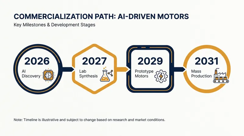 The projected timeline from computational discovery to commercial integration.