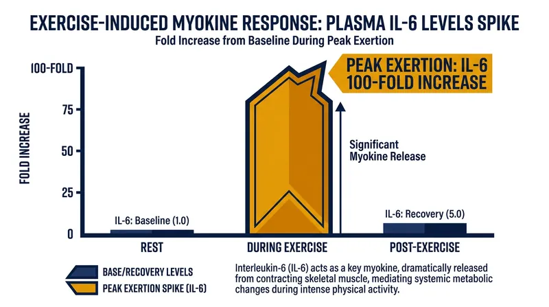 Vigorous exercise can trigger a massive, temporary surge in muscle-derived IL-6, which acts as a potent anti-inflammatory agent.