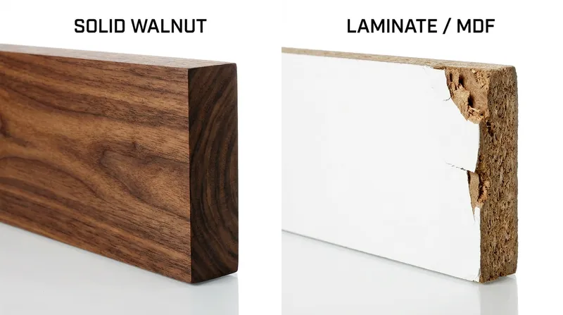 Unlike solid wood, which can be sanded and refinished, damaged MDF and particleboard cannot be repaired.