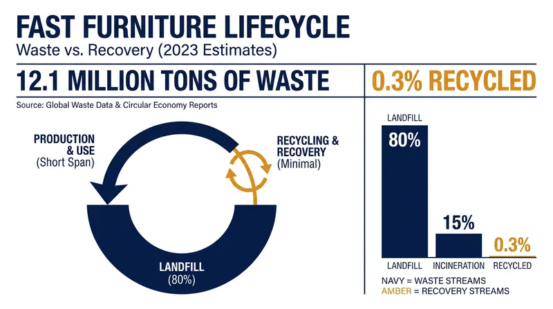 The environmental toll of fast furniture is driven by composite materials that are nearly impossible to recycle.
