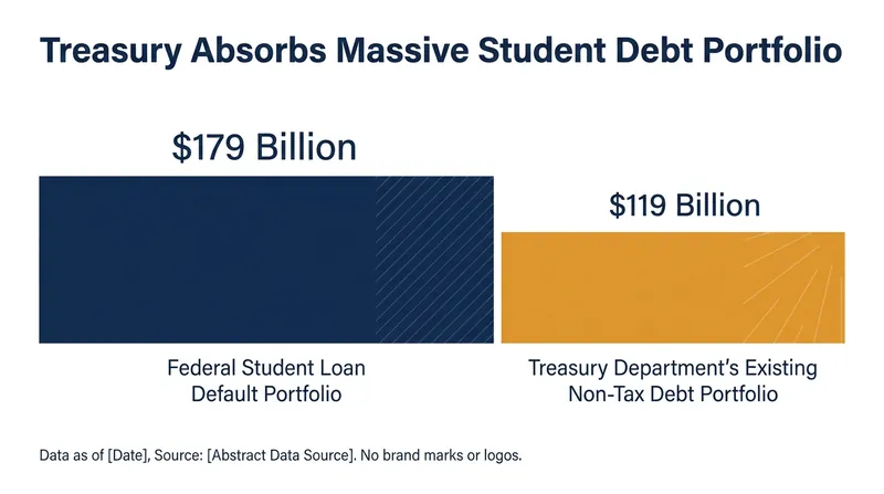 The Treasury Department is taking over a defaulted student loan portfolio that dwarfs its existing non-tax debt load.