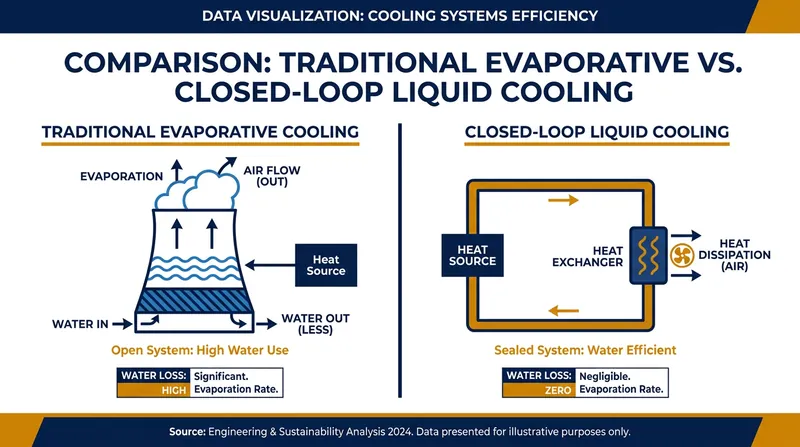 How closed-loop systems eliminate water waste by continuously recirculating coolant.