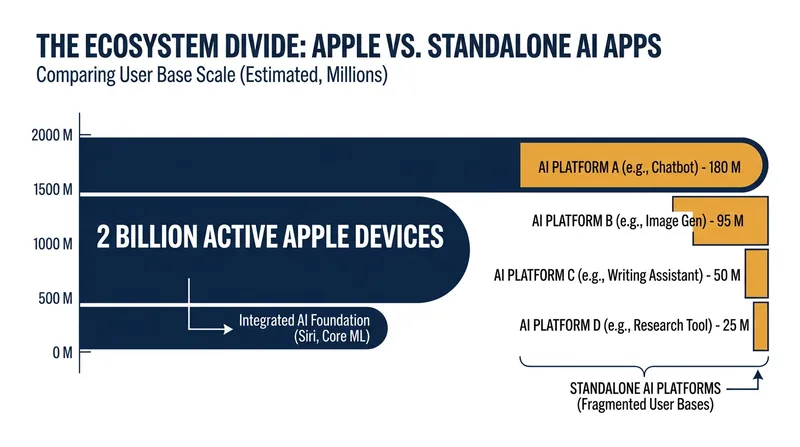 Apple's massive hardware footprint allows it to opt out of the AI engagement arms race.