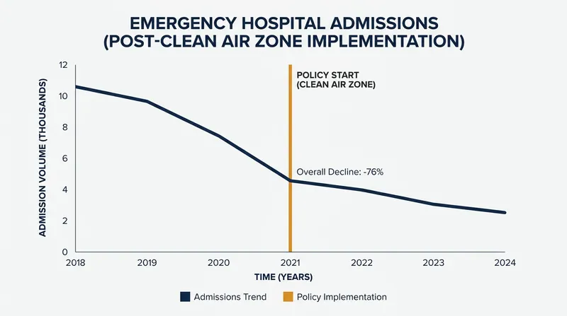 Emergency hospital admissions for respiratory issues dropped significantly after the zones were introduced.