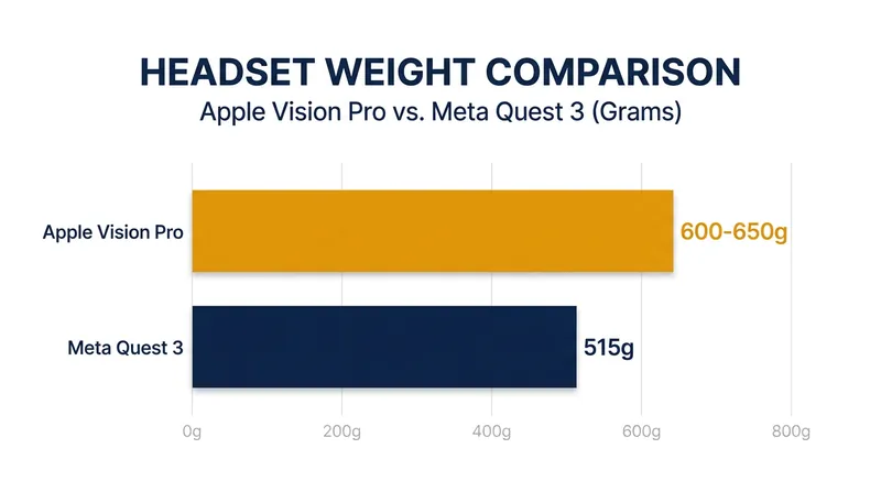 The Vision Pro's premium materials result in a heavier headset, even with its external battery pack.