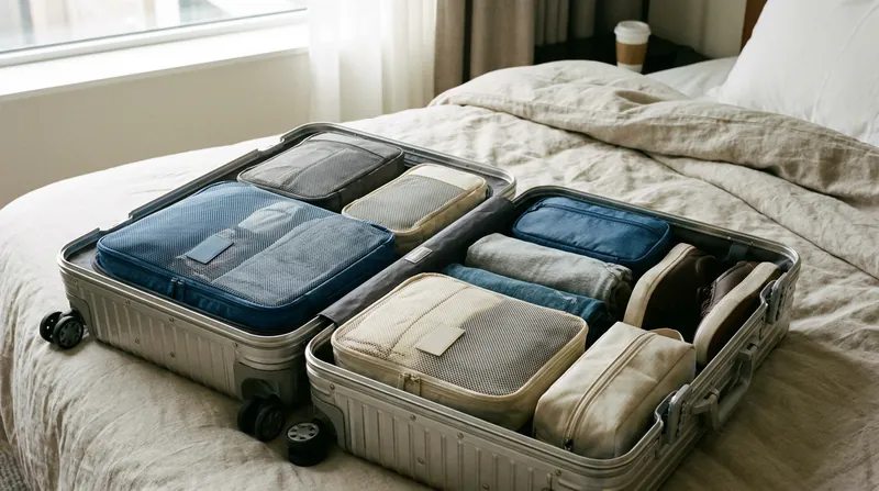Hardside luggage requires a clamshell split, demanding double the floor space when opened.