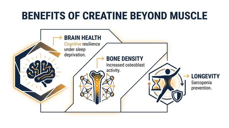 Emerging research highlights creatine's role in supporting cognitive function, bone density, and healthy aging.