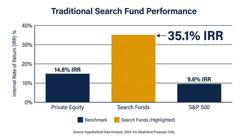 Data from the Stanford Graduate School of Business shows search funds consistently delivering high risk-adjusted returns.
