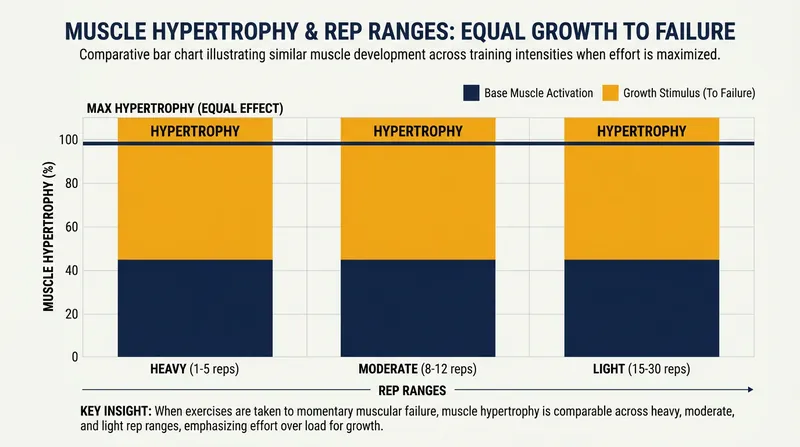 Recent clinical data shows that light weights build as much muscle as heavy weights, provided the set is taken close to failure.
