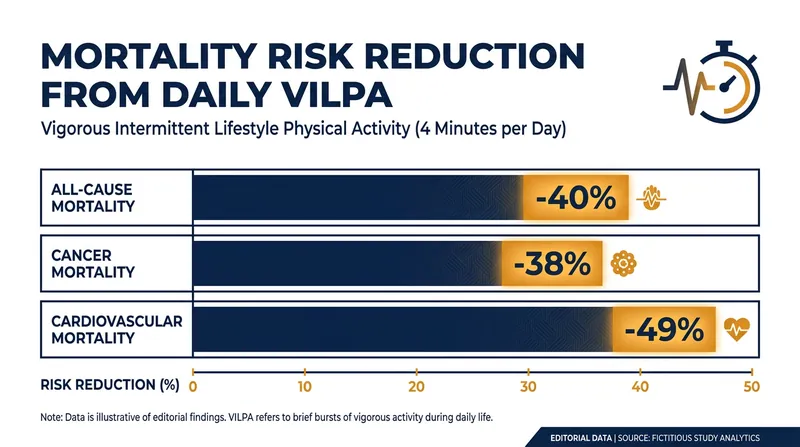 Mortality risk reduction associated with 3-4 daily minutes of vigorous intermittent lifestyle physical activity.