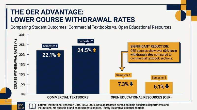 Meta-analyses consistently show that courses utilizing open educational resources experience lower student withdrawal rates.