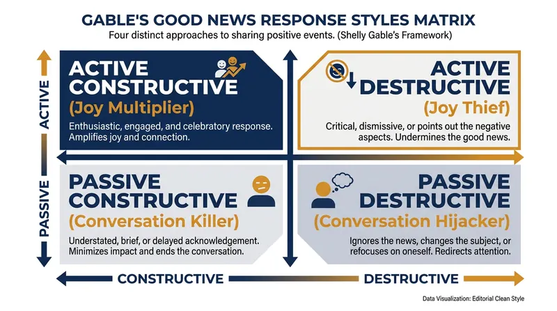 Psychologist Shelly Gable identified four distinct ways people respond to good news, but only one builds intimacy.