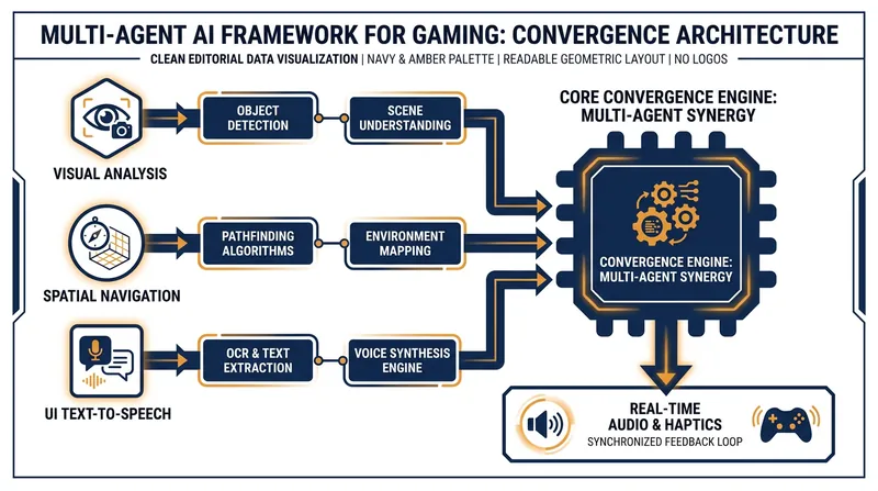 Multi-agent frameworks divide the cognitive load, allowing specialized AI to handle navigation, environment scanning, and menu reading simultaneously.