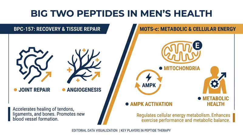 BPC-157 and MOTS-c target entirely different biological pathways to optimize recovery and metabolism.