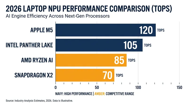 Major chipmakers have pushed NPU performance well past the 40-TOPS threshold in 2026.