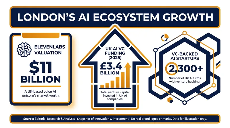 The scale of the UK's artificial intelligence ecosystem in 2026.
