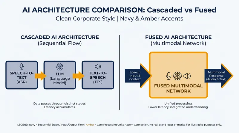 Cascaded architectures allow enterprise developers to inspect and control the intermediate text layer.