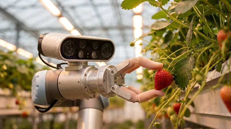 Advanced computer vision allows robotic harvesters to identify ripe produce and pick delicate crops without causing damage.