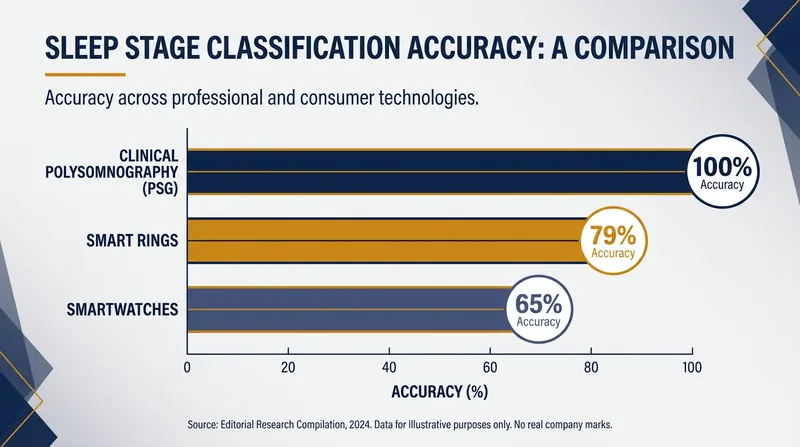 While smart rings lead the consumer market in staging accuracy, no device matches a clinical sleep study.