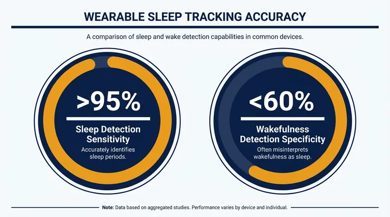 Wearables are excellent at detecting sleep, but frequently misclassify quiet wakefulness as light sleep.