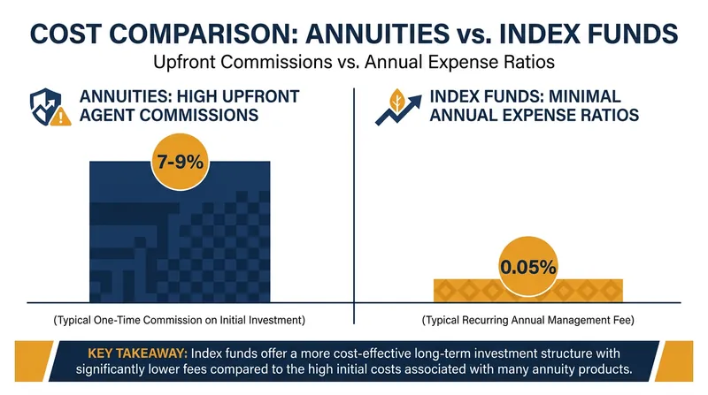 The high commissions associated with some annuities contrast sharply with the low expense ratios of index funds.