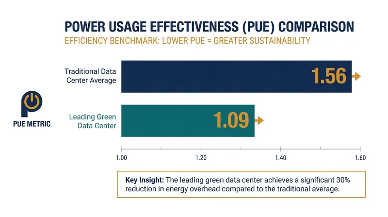 Green data centers are pushing PUE scores closer to 1.0, meaning almost no energy is wasted on overhead cooling.