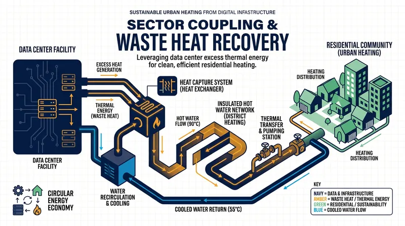 Sector coupling allows modern data centers to export their waste heat to municipal district heating networks.