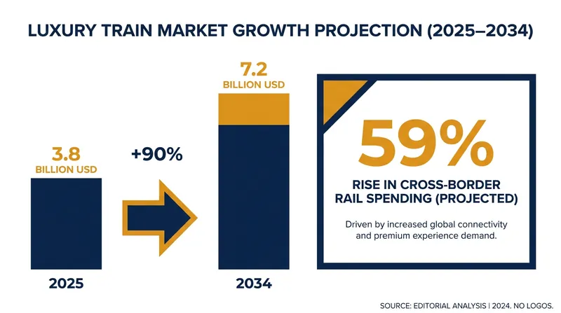 The global luxury train travel market is projected to nearly double over the next decade.