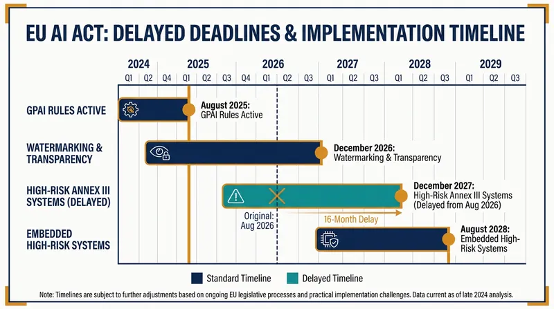 The EU's 'Digital Omnibus' significantly delays compliance deadlines for high-risk AI systems.