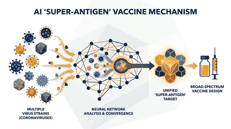 How the AI model analyzes multiple viral strains to design a single, unified super-antigen.