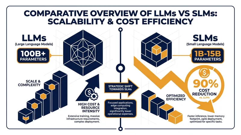 Small Language Models offer a fraction of the parameter count but deliver massive cost savings for domain-specific tasks.