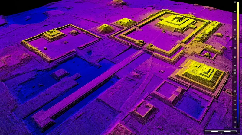 A bare-earth topographical model reveals the geometric precision of ancient urban planning.