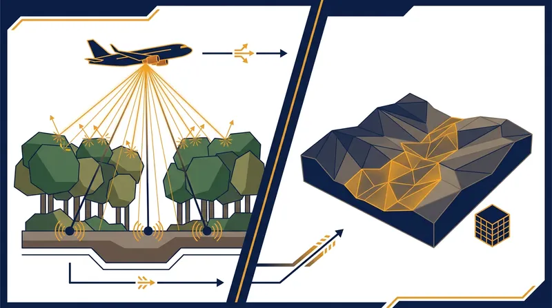 How LiDAR maps the bare earth by filtering out laser pulses that reflect off vegetation.