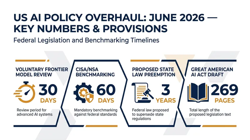 Key timelines and figures in the proposed federal AI framework.