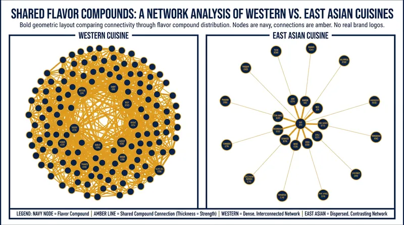 A 2011 study of 56,000 recipes revealed that while Western cuisines favor shared compounds, East Asian cuisines actively avoid them.