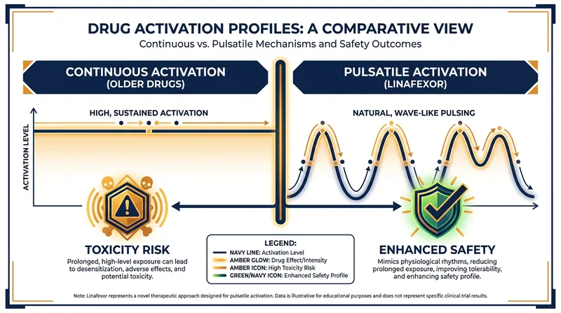 How pulsatile drug delivery mimics the body's natural post-meal bile acid spikes to avoid toxicity.