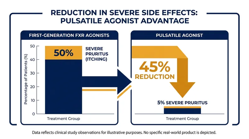 Early data suggests pulsatile activation dramatically reduces the severe itching associated with older liver drugs.
