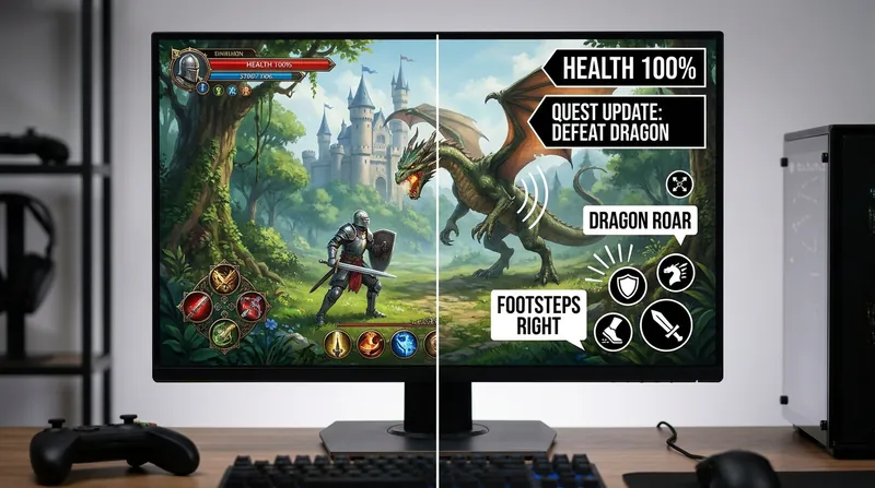 Software features like high-contrast modes and visual audio cues are just as critical as accessible hardware.