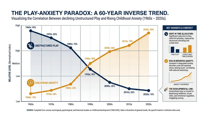 As free time has been replaced by structured activities, pediatric mental health disorders have steadily risen.