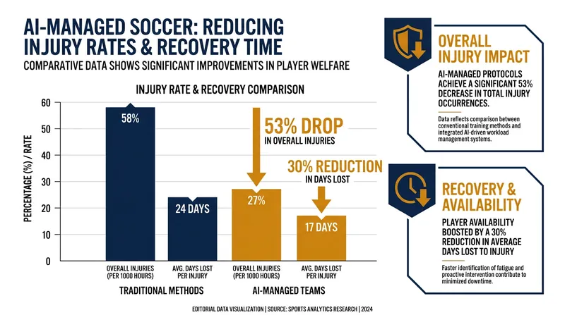 Clubs utilizing AI predictive models have seen dramatic reductions in days lost to injury.