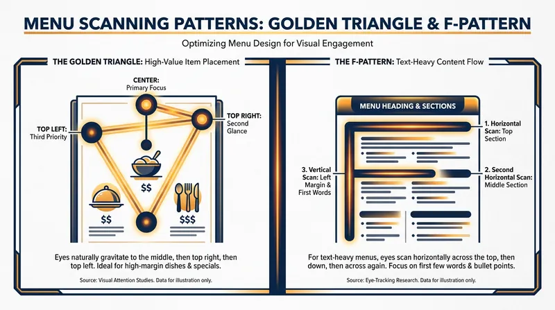 Eye-tracking studies reveal predictable patterns in how diners scan menus.