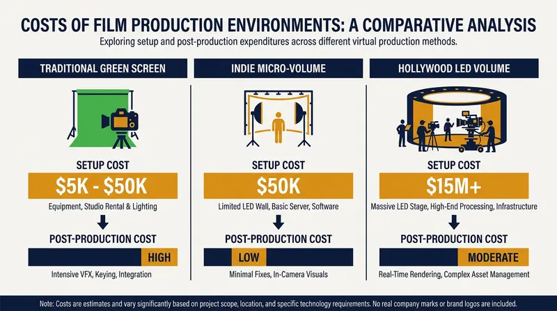 The cost of virtual production hardware has scaled down significantly, making micro-volumes accessible to independent budgets.